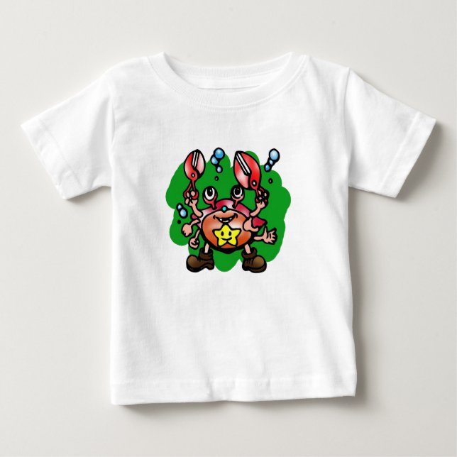 Happy Cancer Crab with Star Baby T-Shirt (Front)