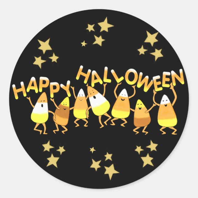 Happy Candy Corn Halloween Stickers (Front)