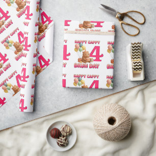 HAPPY CAPPY BRUH DAY Custom Capybara 4th Birthday Wrapping Paper