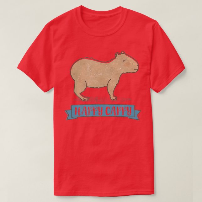 Happy Cappy Retro Vintage Capybara T-Shirt (Design Front)