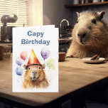 Happy Capy Birthday Capybara  Card<br><div class="desc">This design may be personalised by choosing the Edit Design option. You may also transfer onto other items. Contact me at colorflowcreations@gmail.com or use the chat option at the top of the page if you wish to have this design on another product or need assistance. See more of my designs...</div>
