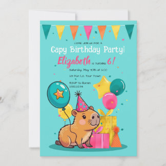 Happy Capy Birthday Capybara Invitation Colourful