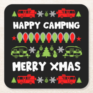 Happy Caravan Christmas Season  Square Paper Coaster