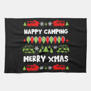 Happy Caravan Christmas Season Tea Towel