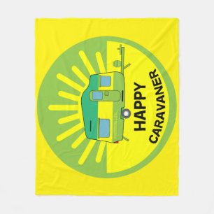 Happy Caravaner Caravan Gifts Caravanning Mu Fleece Blanket