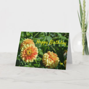 Happy card with yellow dahlias