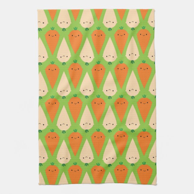 Happy Carrots & Parsnips Tea Towel (Vertical)