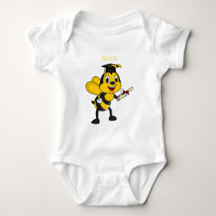Happy cartoon bee graduation baby bodysuit