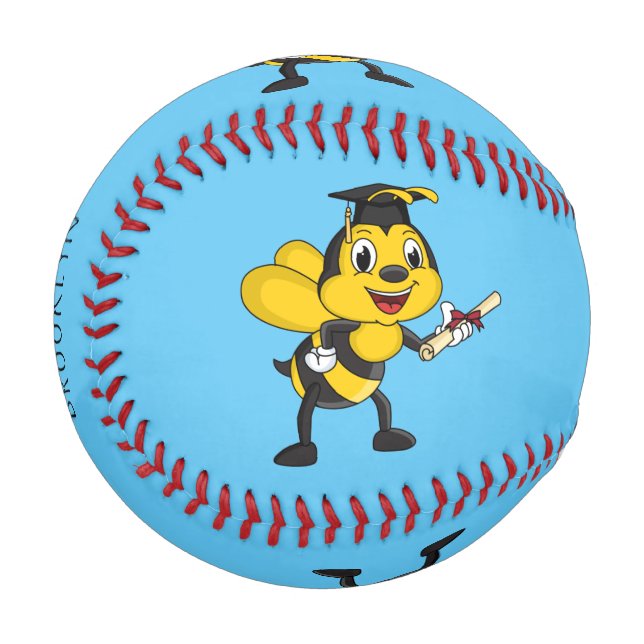 Happy cartoon bee graduation baseball (Front Left)
