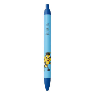 Happy cartoon bee graduation black ink pen
