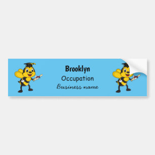 Happy cartoon bee graduation bumper sticker