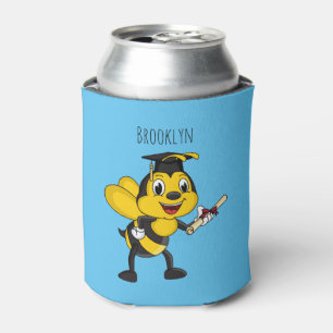 Happy cartoon bee graduation can cooler