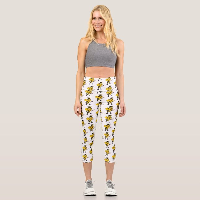 Happy cartoon bee graduation capri leggings (Front)