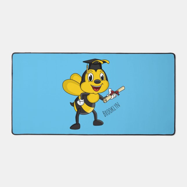 Happy cartoon bee graduation desk mat (Front)