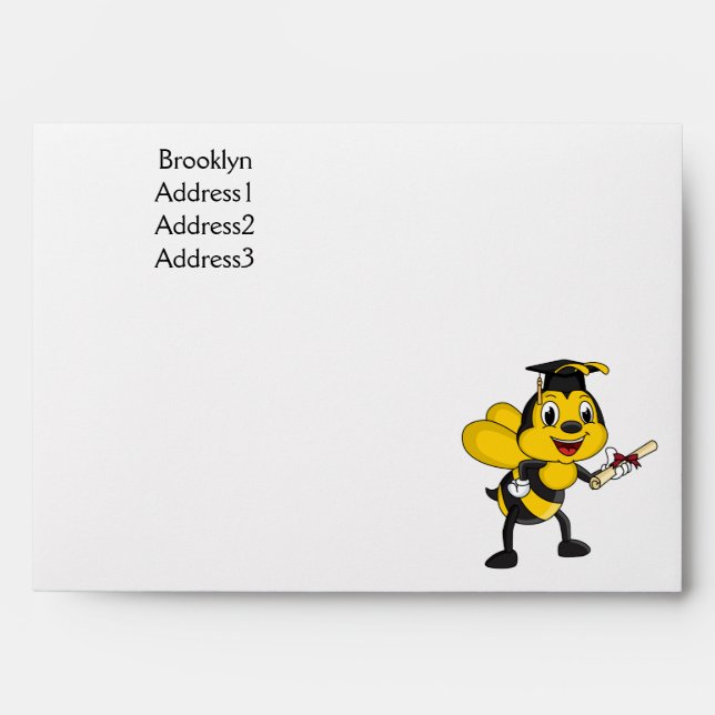 Happy cartoon bee graduation envelope (Front)