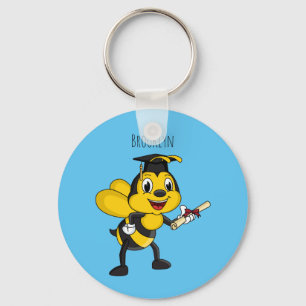 Happy cartoon bee graduation key ring