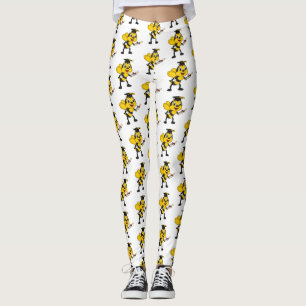 Happy cartoon bee graduation leggings