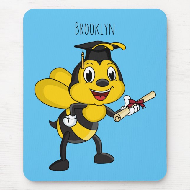 Happy cartoon bee graduation mouse pad (Front)