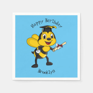 Happy cartoon bee graduation  napkin