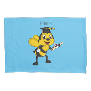 Happy cartoon bee graduation pillowcase