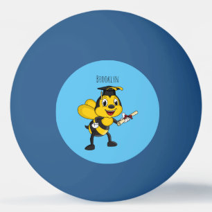 Happy cartoon bee graduation ping pong ball