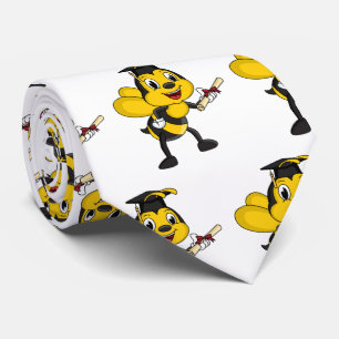 Happy cartoon bee graduation tie