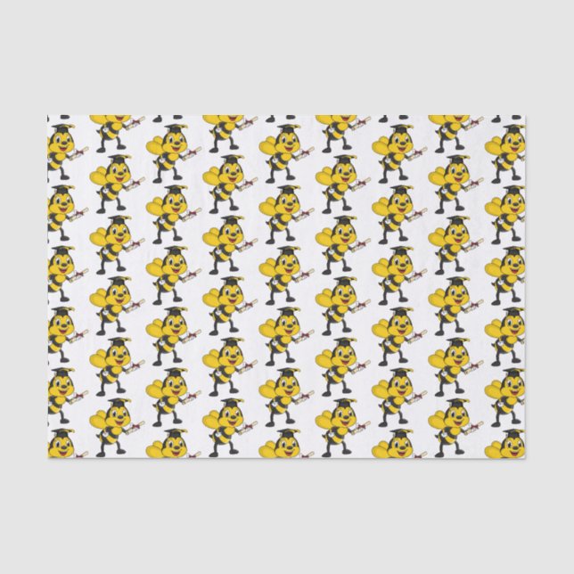 Happy cartoon bee graduation tissue paper (Front)