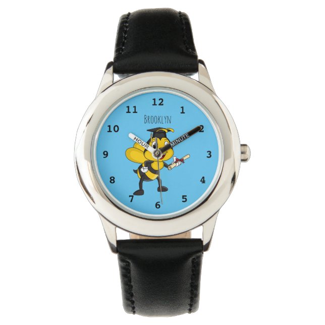 Happy cartoon bee graduation watch (Front)