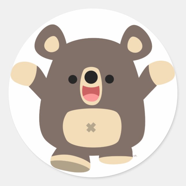 Happy Cartoon Black Bear sticker (Front)