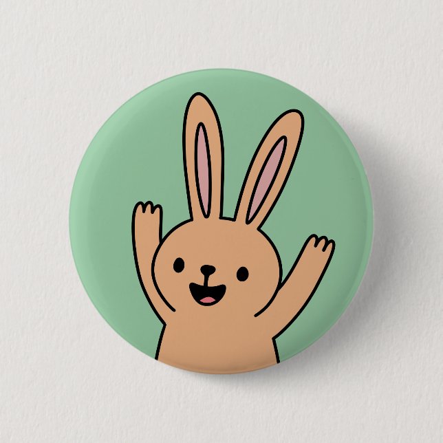 Happy Cartoon Bunny rabbit 6 Cm Round Badge (Front)