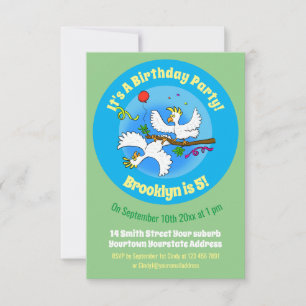 Happy cartoon cockatoo birds invitation