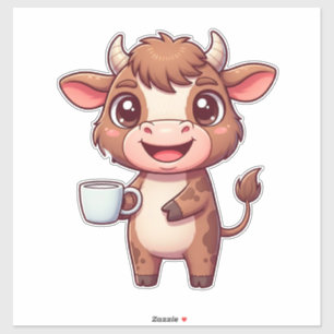 Happy Cartoon Cow With Milkshake Cup For Kids