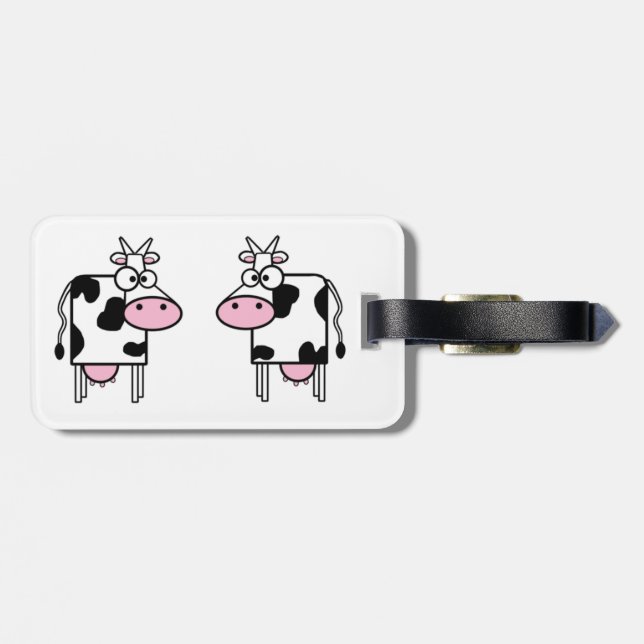 Happy Cartoon Cows Luggage Tag (Back Horizontal)