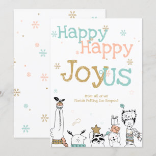 Happy Cartoon Critters Animal Workers Christmas Invitation