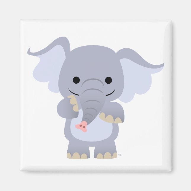 Happy Cartoon Elephant Magnet (Front)