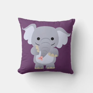 Happy Cartoon Elephant Pillow