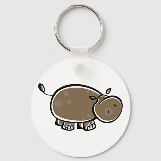 Happy Cartoon Hippo Key Ring (Front)