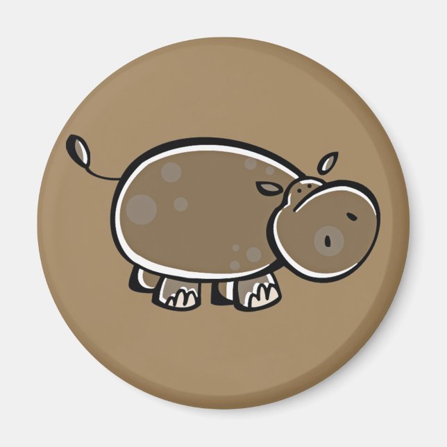 Happy Cartoon Hippo Magnet (Front)