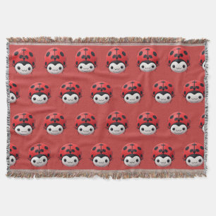 Happy Cartoon Ladybug nursery decor Throw Blanket