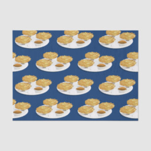 Happy Cartoon Latkes Apple Sauce Sour Cream Tissue Paper