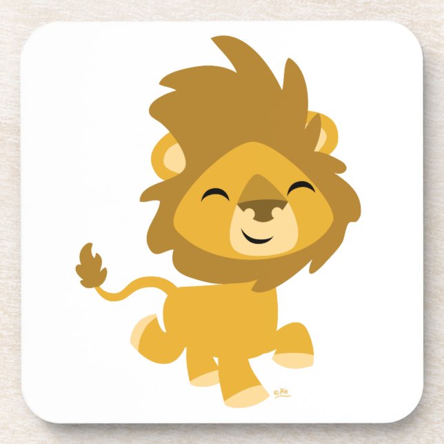 Happy Cartoon Lion Coasters (Front)