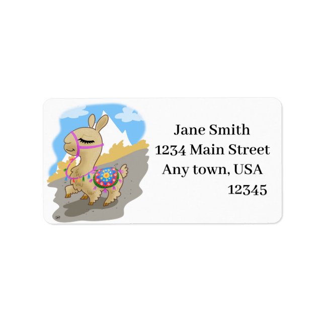 Happy Cartoon Llama Label (Front)