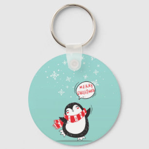 Happy Cartoon Penguin Key Ring