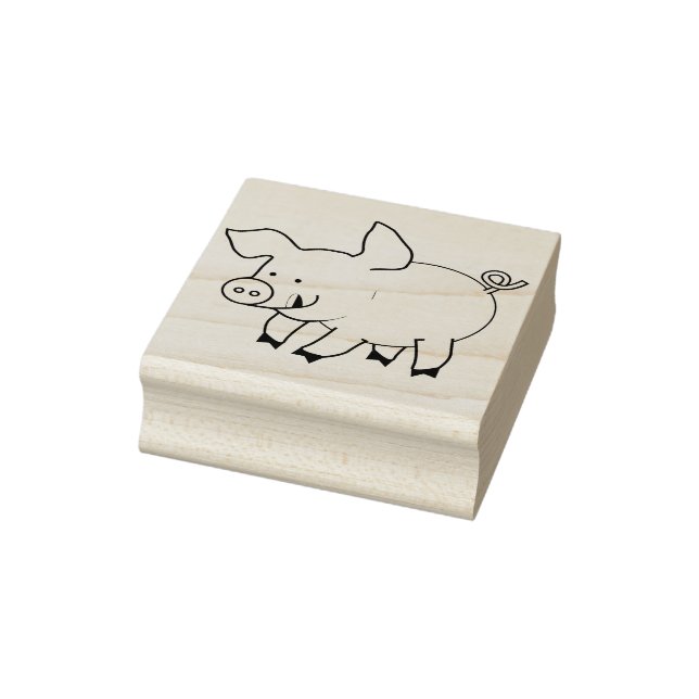 Happy Cartoon Piggy Rubber Stamp (Stamp)