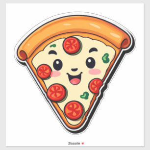 Happy Cartoon Pizza With Pepperoni