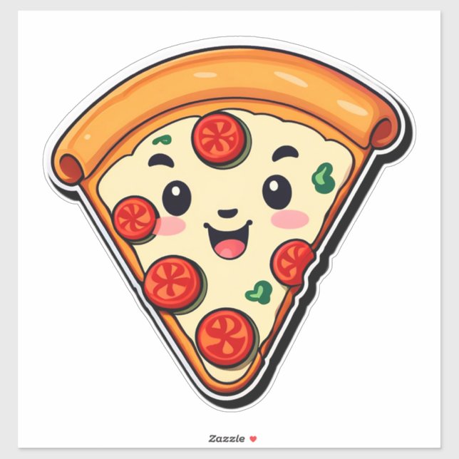 Happy Cartoon Pizza With Pepperoni (Sheet)