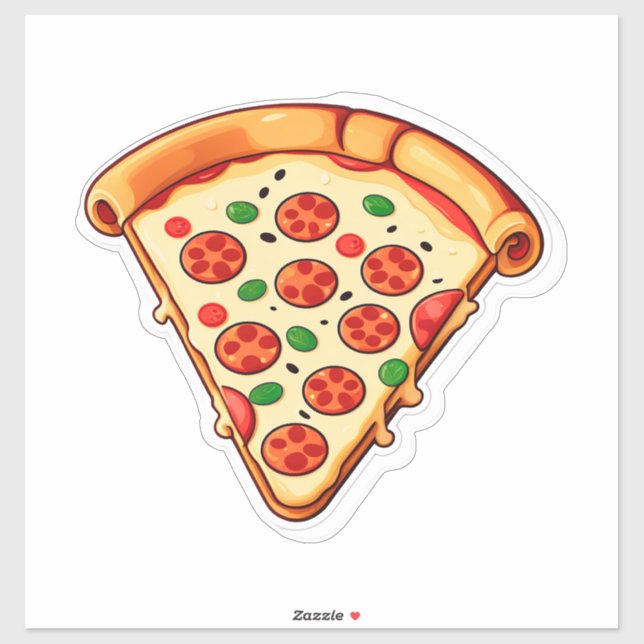 Happy Cartoon Pizza With Pepperoni (Sheet)