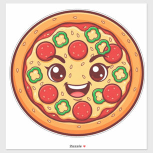 Happy Cartoon Pizza With Pepperoni