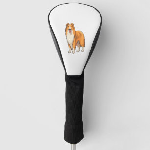 Happy Cartoon Rough Collie  Golf Head Cover