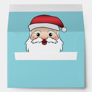 Happy Cartoon Santa Claus Head On Blue Envelope